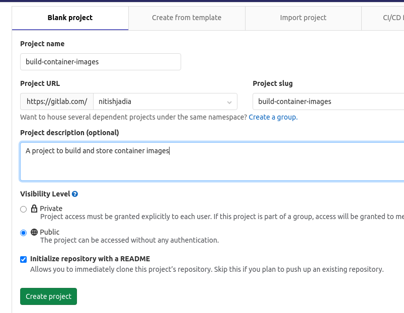 Create Project in GitLab